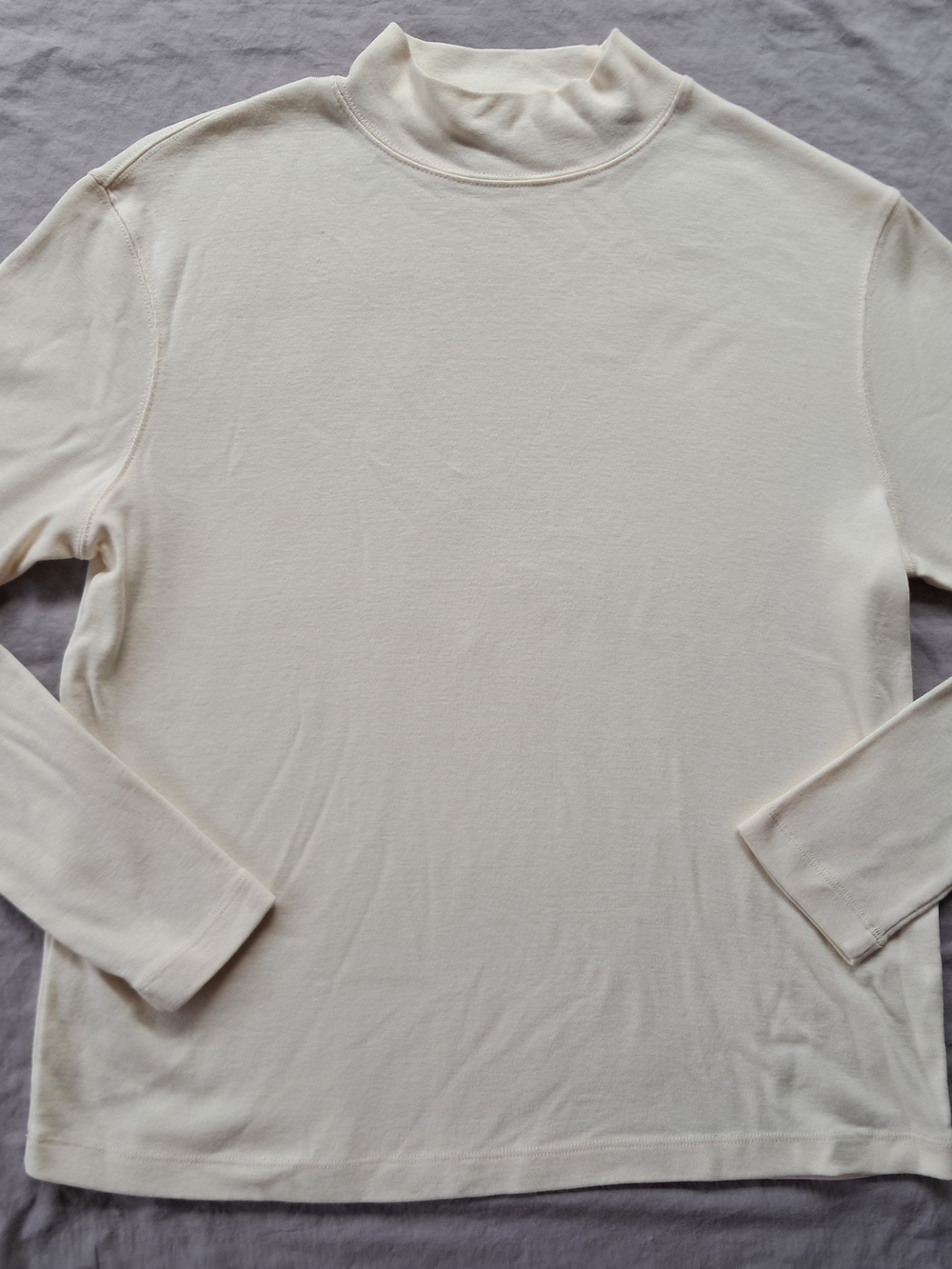 Lord & Taylor Women's Cream Long-Sleeve Mock Neck Pima Cotton Shirt